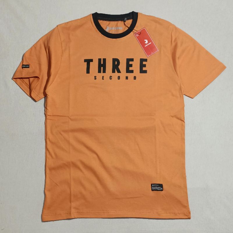 KAOS 3SECOND PRIA M L XL FREE STIKER BAJU KAOS DISTRO THREE SECOND COWOK KEREN WARNA KUNING TERBARU