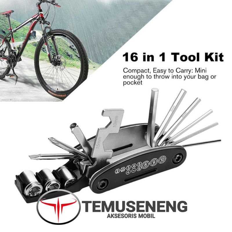 Set Kunci Lipat 16 In 1 Mini Set Kunci Sepeda Lengkap Obeng L Sok Pas Shock Mini Bicycle Set Tool Wrench