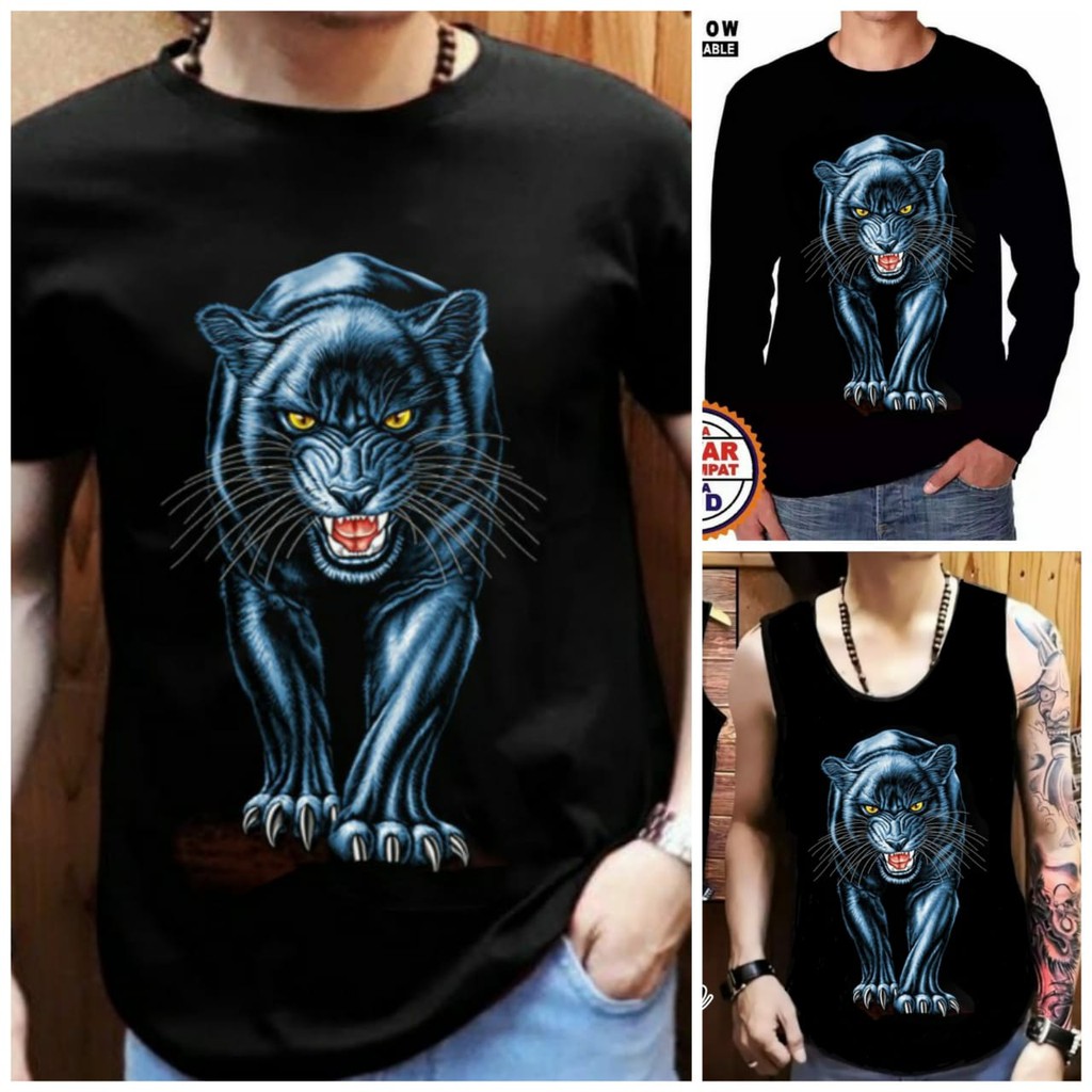 Shalch Trendy / T-shirt /Singlet / Kaos Panjang Motif Macan Biru