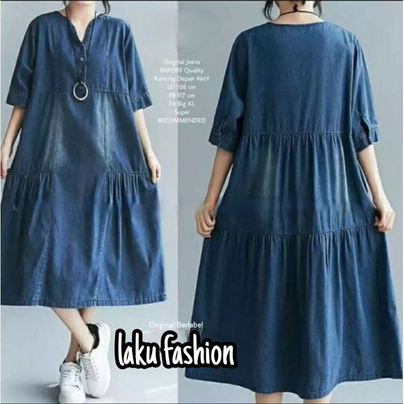 tunik jeans wanita model terbaru| tunik jeans wanita| tunik jeans jumbo| Tunik jeans