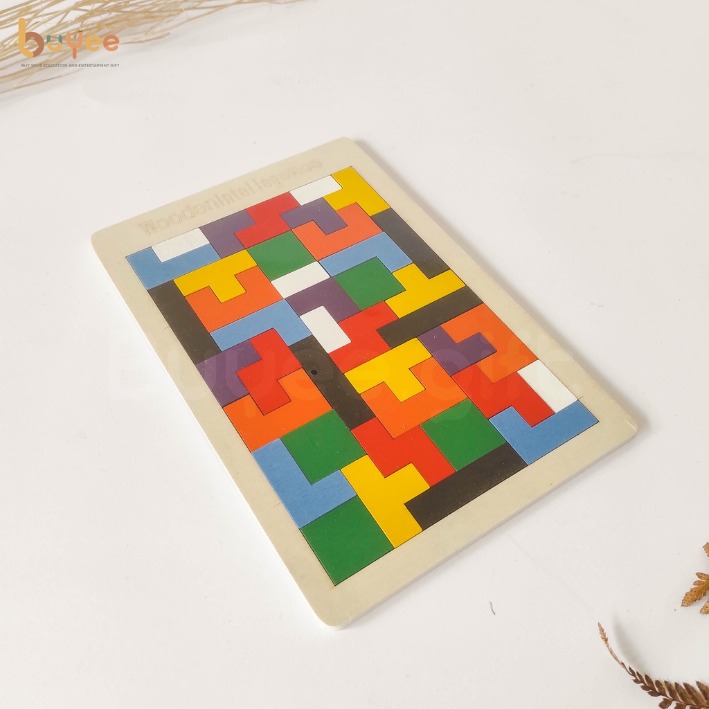 Tetris Puzzle Mainan Edukasi Wooden Toys Kayu Tangram Anak Kids Montessori Education