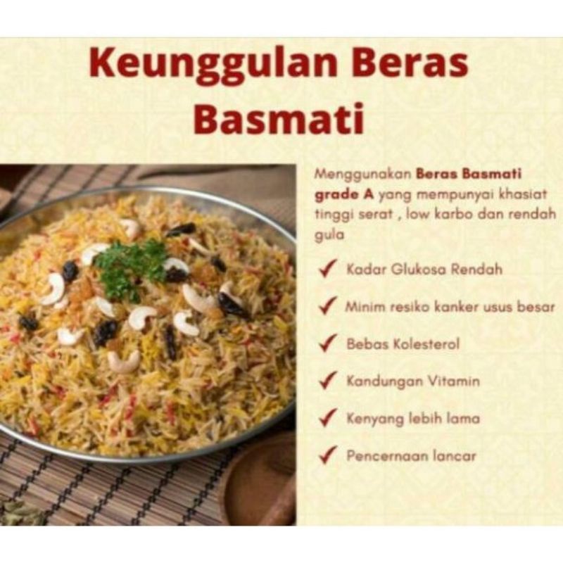 Beras Basmati Rice Abukass 1kg -  Beras Basmati Abu kass 1kg (100% ORGANIC)