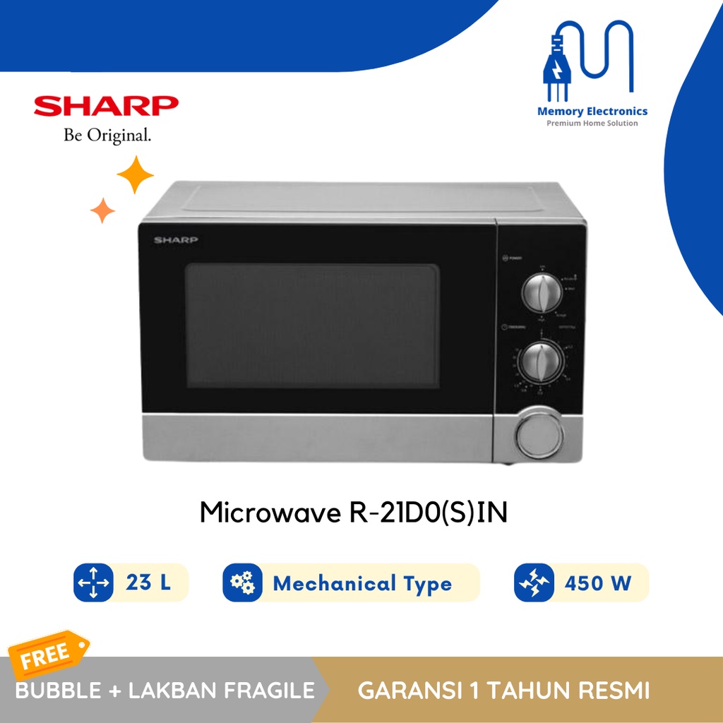 SHARP Microwave Oven R-21D0(S)IN - Silver Hitam 23 Liter Low Watt