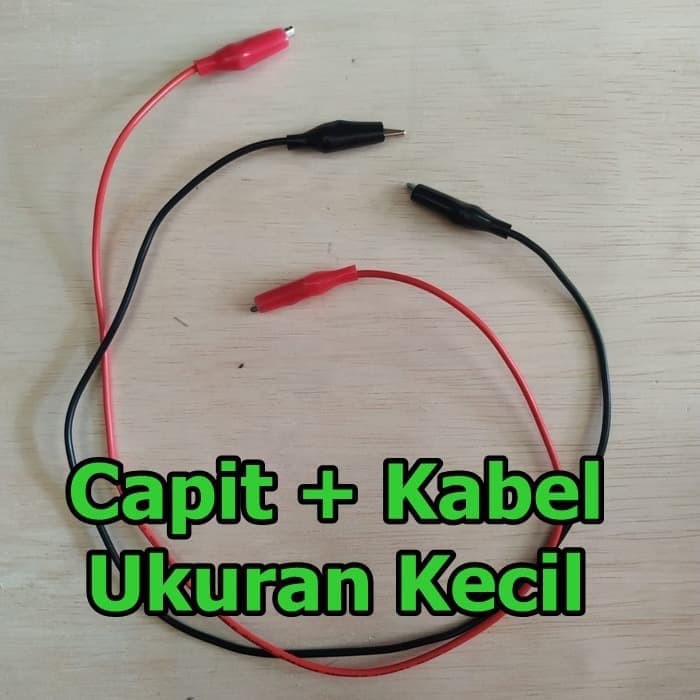 Kabel plus Capit buaya aki Kecil panjang 50cm Sepasang Merah Hitam