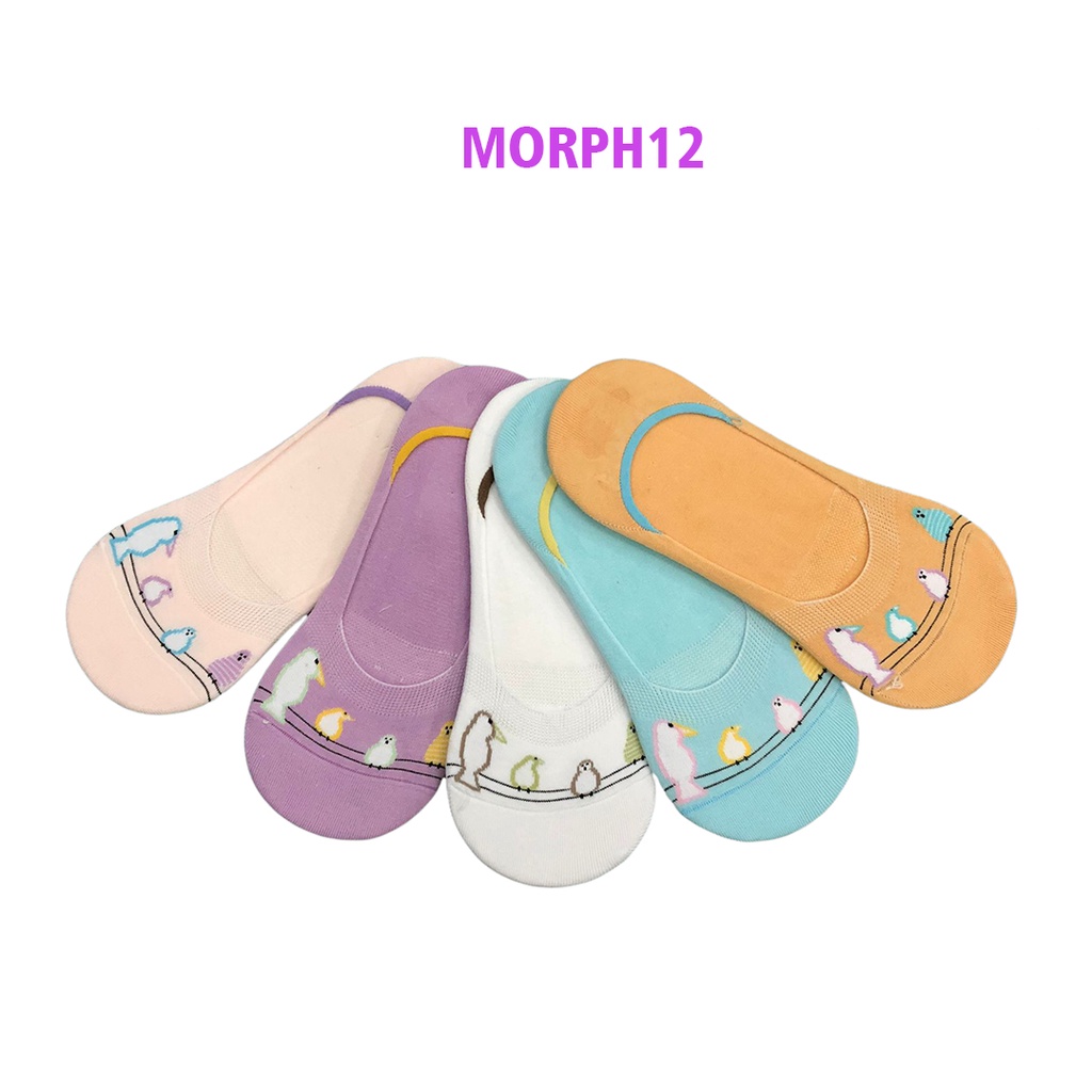 Kaos Kaki Pendek Wanita Invisible Korea Style Hidden 1Pasang (Bahan Katun)(Campur)-Random Morph12