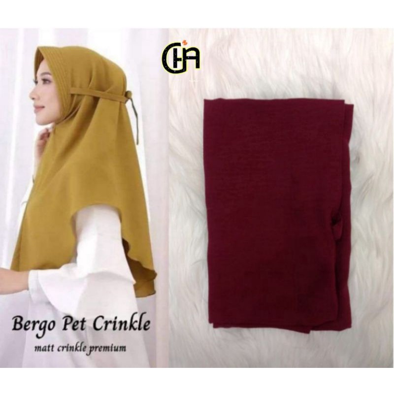 Hijab Bergo pet crinkle maroon