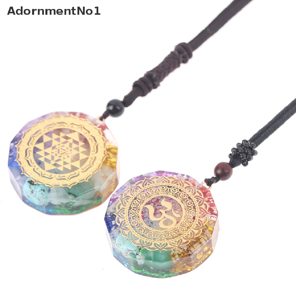 (AdornmentNo1) Orgonite Kalung Rantai Liontin Batu Chakra Penyembuhan Luminous Untuk Wanita