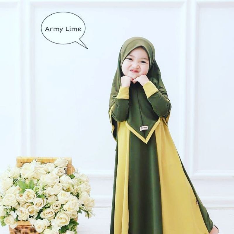 gamis  anak set kombinasi warna  terbaru original fillah