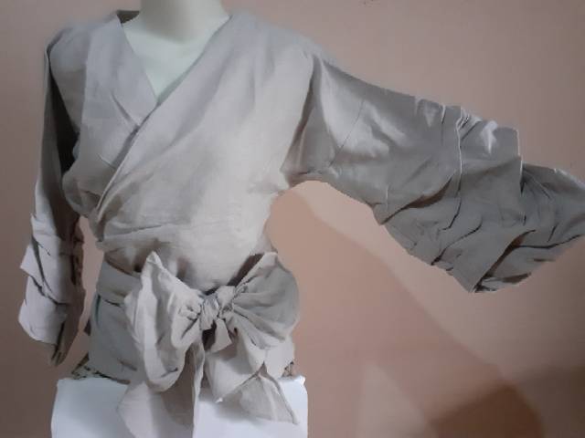 Blouse Model Kimono Tali Abu Muda - Kemeja Model Kimono / Baju Perempuan Atasan Wanita
