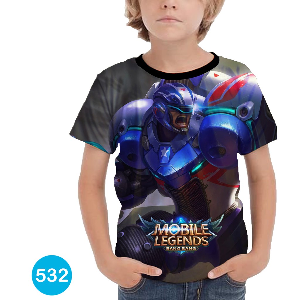 Baju Anak Mobile Legend Johnson Mustang 3D Baju Serial Kartun Anak #532
