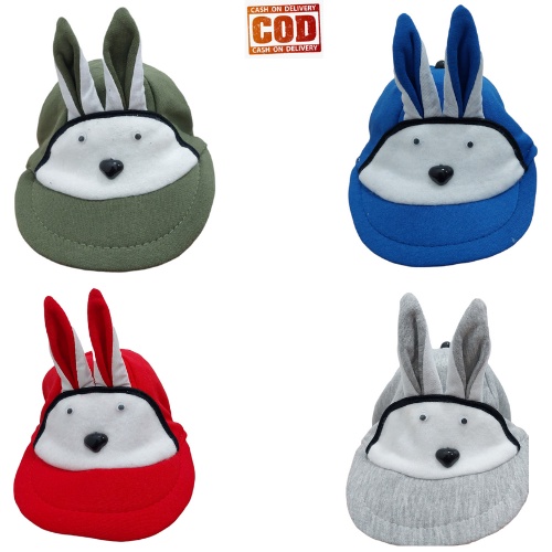 TOPI ANAK / BALITA KARAKTER KELINCI USIA 1-3 TAHUN BAHAN KAOS FLEECE