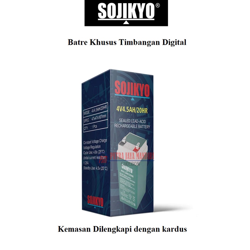 Sojikyo Batre Timbangan 4V4 5AH /  Aki Timbangan Digital SOJIKYO 4V ORI Batre Timbangan Digital Aki Kering /Sealed Lead-Acid Rechargerable Battery