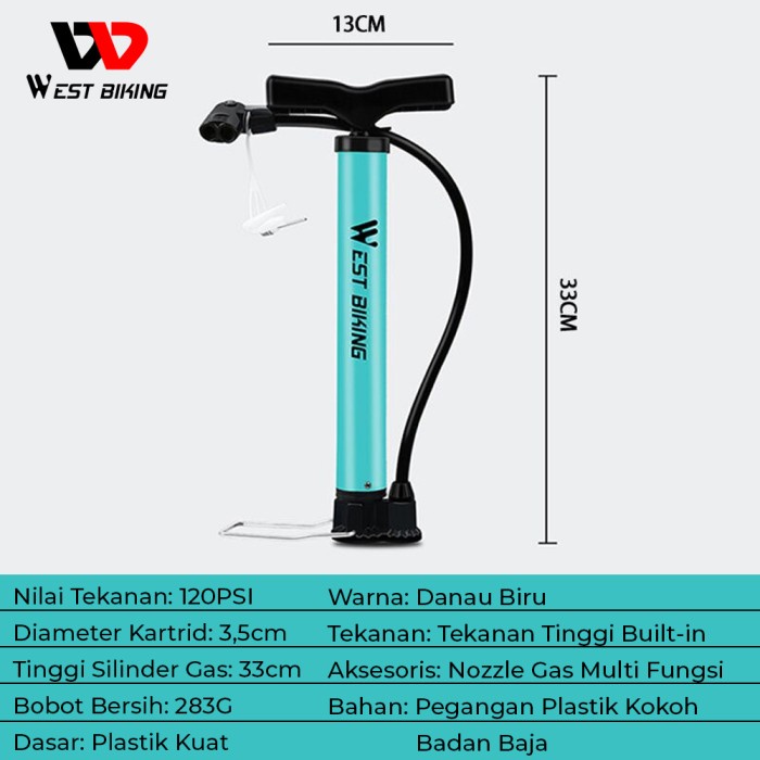 Nh02nh Pompa Sepeda 120 Psi Bike Air Pump Alluminuim West Biking B4405 E02ree Shopee Indonesia