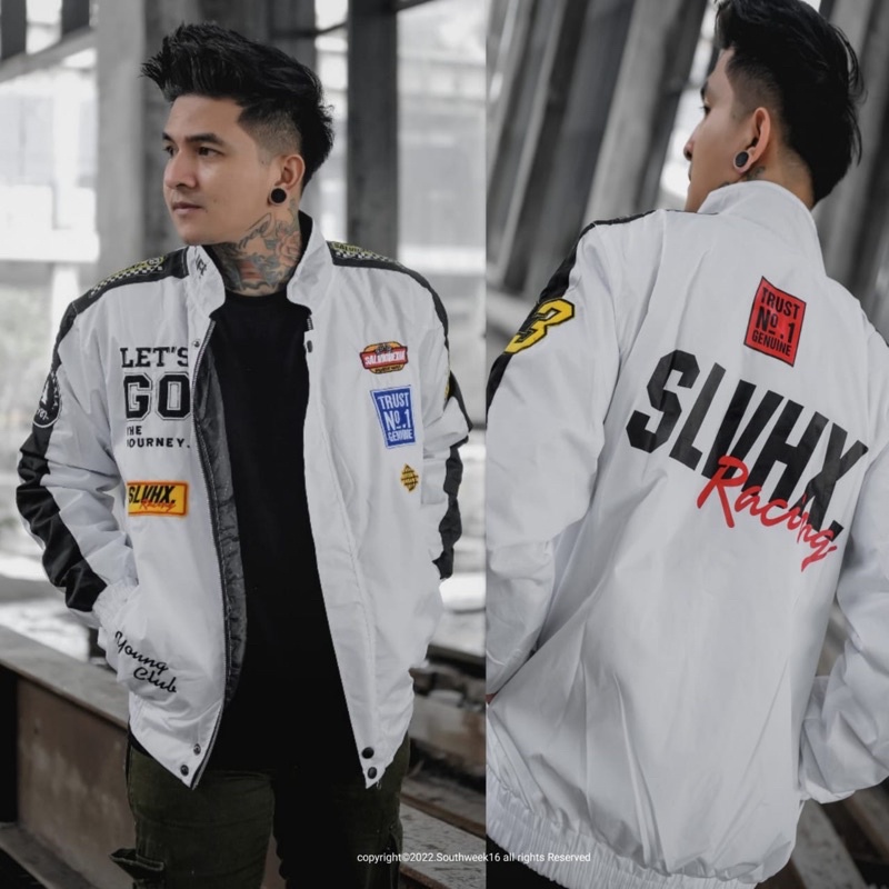 SOUTHWEEK | Nascar Jacket Motowear Racing Addiction - Jaket Motor Pria/Wanita-FULLWHITE SLVHX