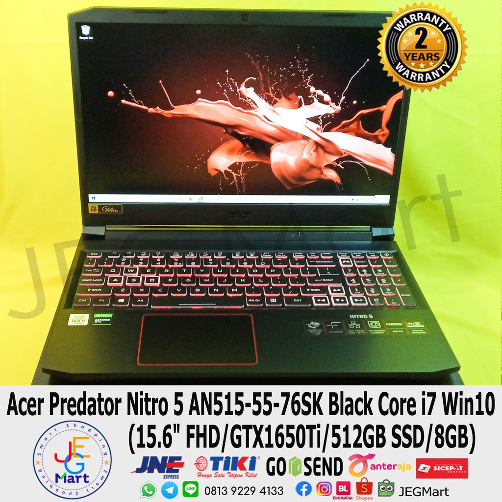 Laptop Murah Acer Predator Nitro 5 AN515-55-76SK Black Core i7 Win10