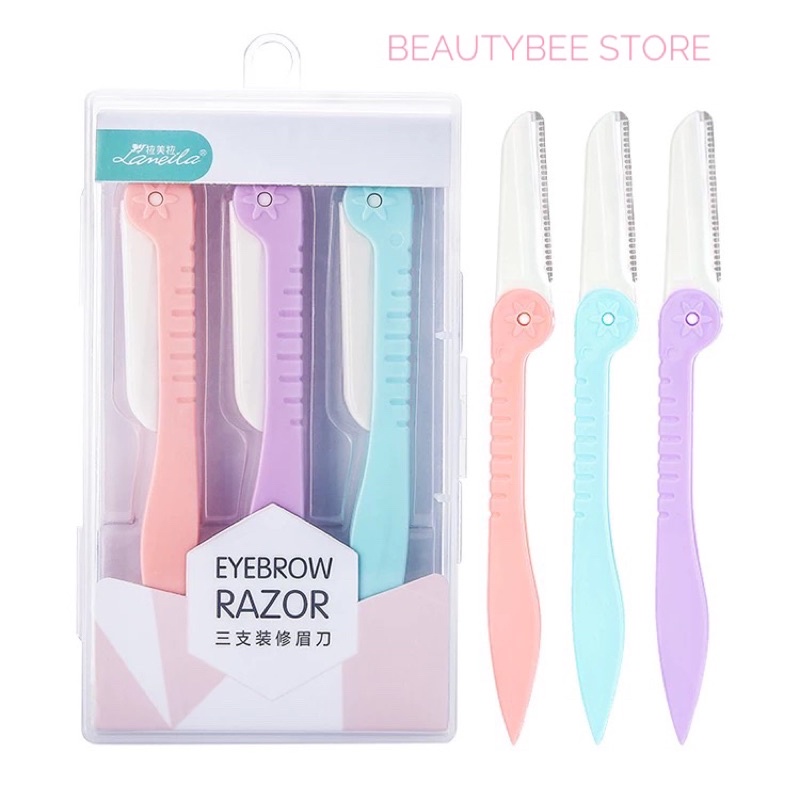 PENCUKUR ALIS / EYEBROW RAZOR LAMEILA ISI 3 PCS + CASE A0369
