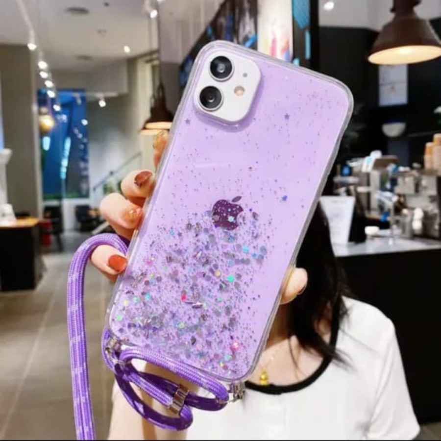 SAMSUNG S22 5G/S22+ 5G/S22 ULTRA 5G/A03 5G/A52/A72/J2 PRIME/GRAND PRIME/J7 PRIME/J6+/J4+ CASE TALI GANTUNGAN NAGITA GLITER LANYARD CASE