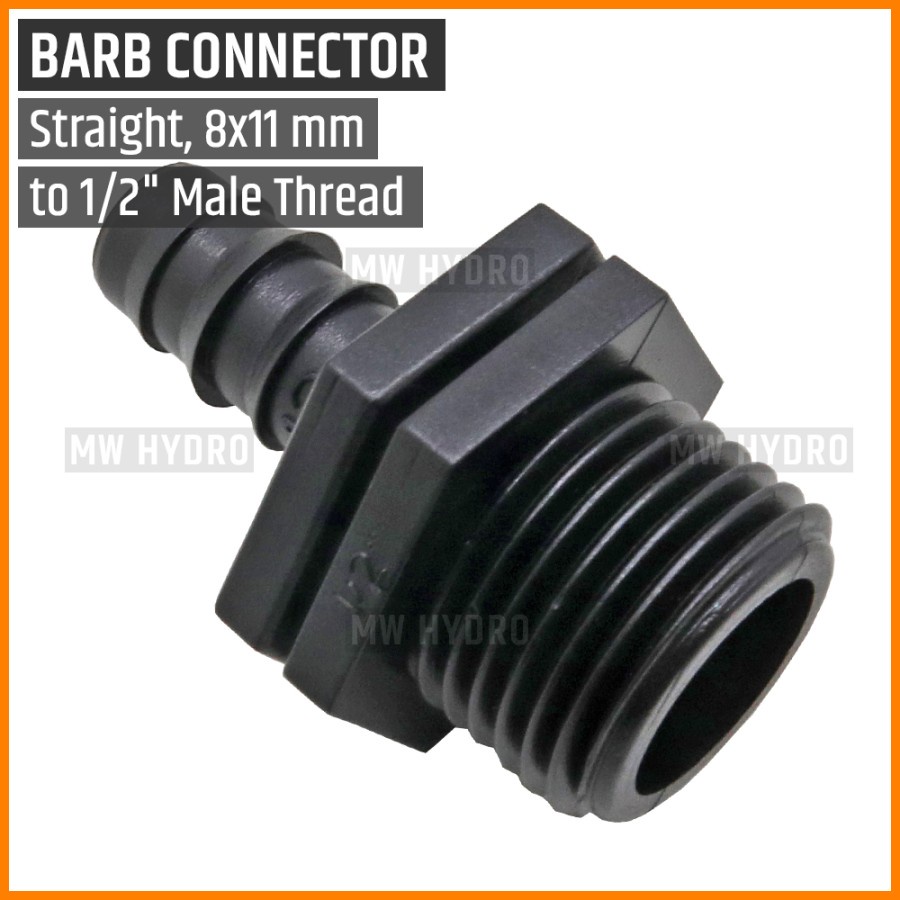 Connector Straight Reducer, Konektor Lurus, 1/2&quot; to 8 mm x 11 mm