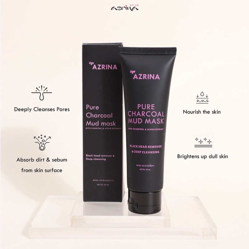 AZRINA Pure Charcoal Mud Mask 50ml | AZRINA Acne Purifying Clay Mask 50ml