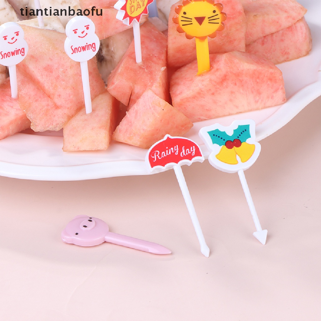 Garpu Buah Kue Mini Bahan Plastik Food Grade Motif Kartun Hewan Untuk Anak