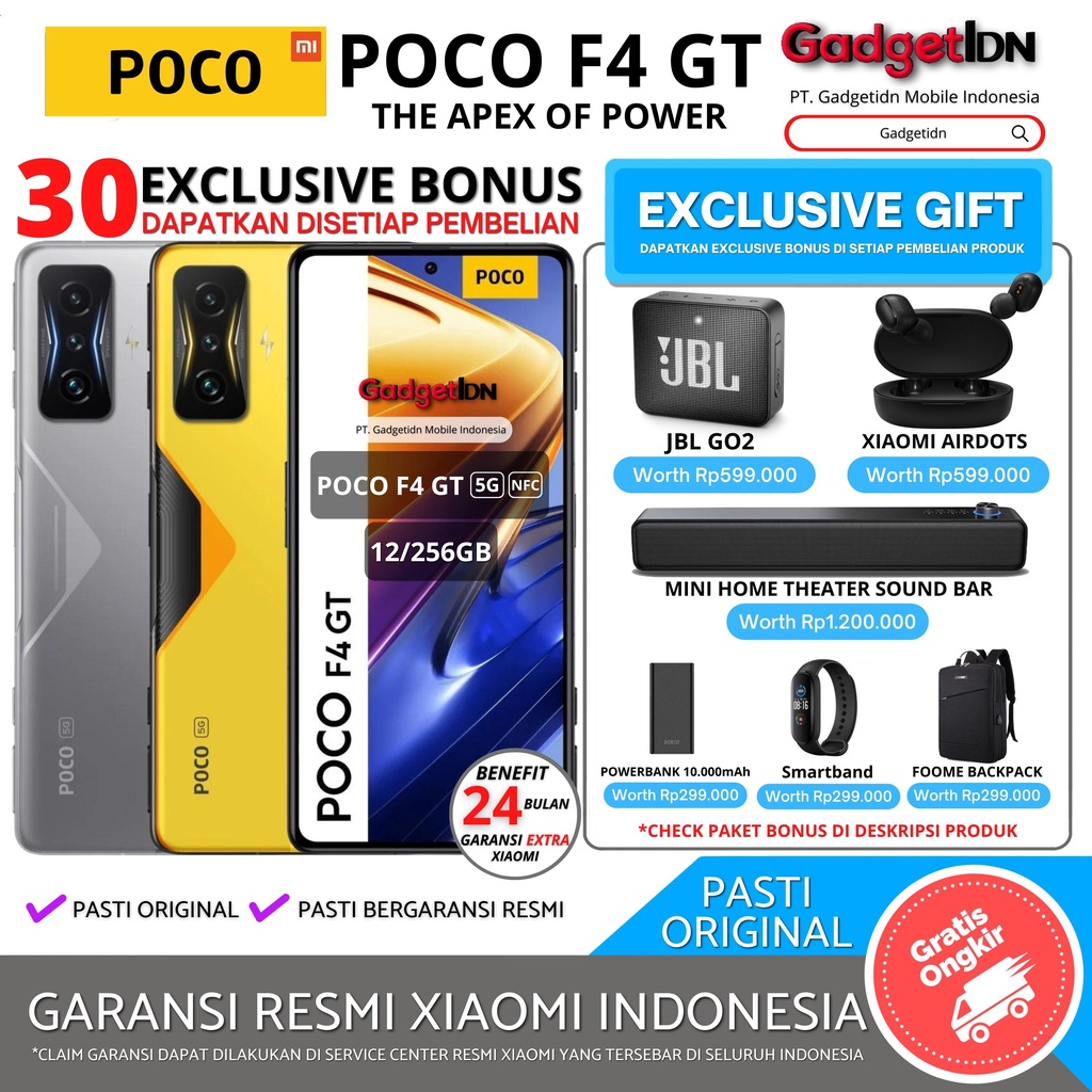 POCO F4 GT 5G 12/256GB GARANSI RESMI XIAOMI INDONESIA