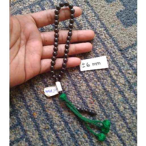 tasbih kokka kaukah kauka bulat hitam 33 butir rumbai  ± 6 mm (6mm)