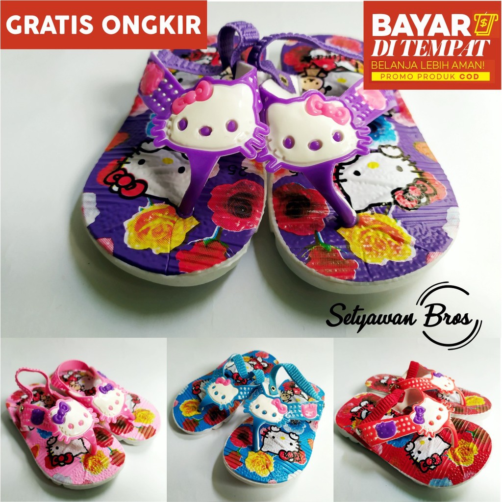 Sendal cicit anak perempuan tali ikat  bisa bunyi motif 