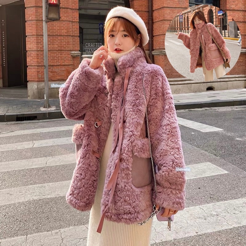 Fur coat wanita mantel Emma winter musim dingin hangat import jacket jaket korean style kawaii