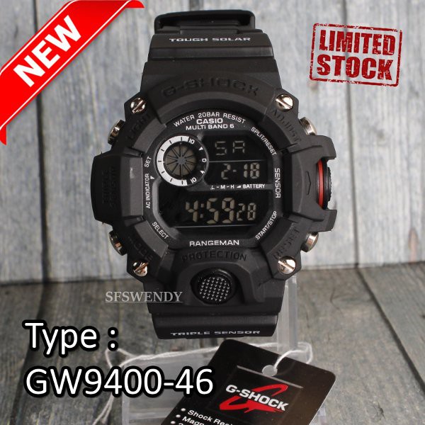 terbaru   BEST SELLER ... G Shock Rangeman GW-9400 Full Black Hitam Army Jam tangan digital pria &