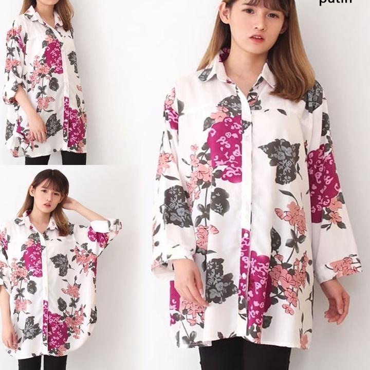 Terbaru.. BAJU ATASAN KEMEJA Wanita LD 130cm KATUN JUMBO PLUS OVER BIGSIZE KOREAN STYLE 5043 XXL XXX