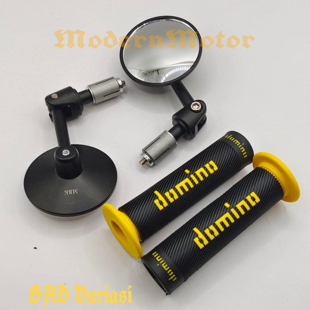 Spion Jalu Cembung plus Handgrip Domino Bulu 1 paket 2 item Universal all Motor