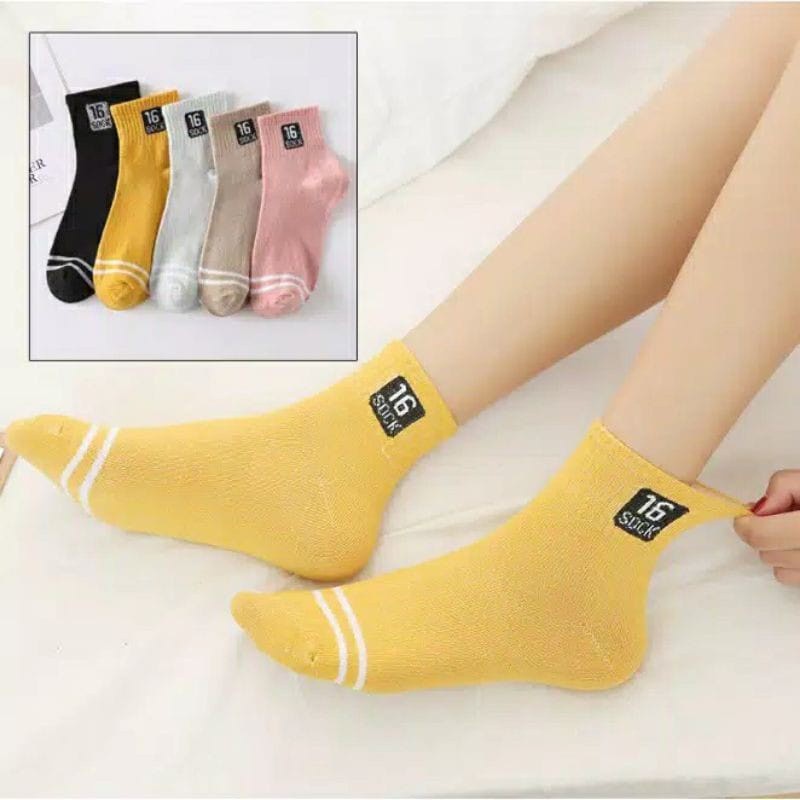 ♫ Megata ♫ A048 Kaos Kaki Panjang Motif Polos 16 Sock Kaoskaki Wanita Import Murah