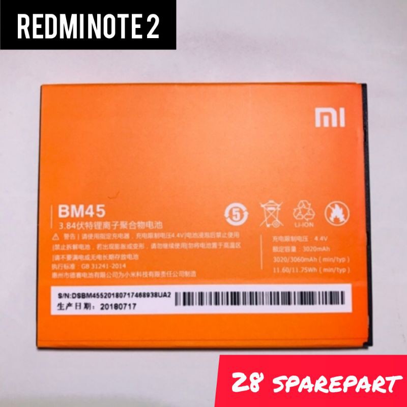 BATERAI/BATRE BM45 XIAOMI REDMI NOTE 2 ORIGINAL