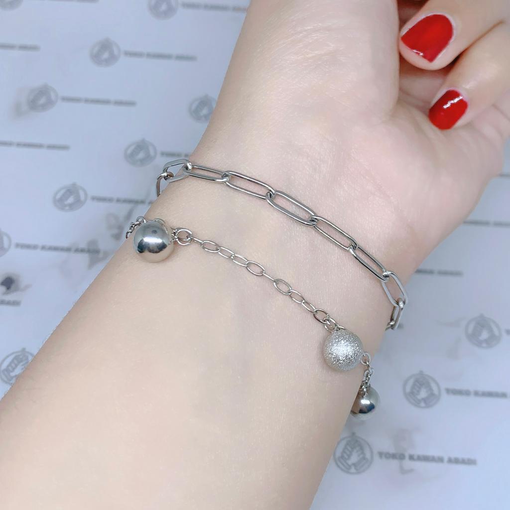 Titanium Silver Gelang Tangan Dewasa Rantai Sabit *87