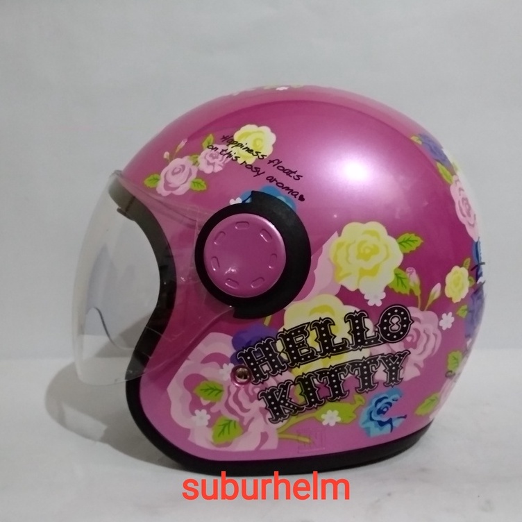 HELM  GM VINT  HELLO KITTY   PINK   HALF FACE  DOUBLE VISOR
