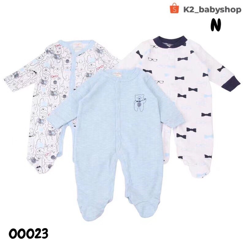 BABY K2 - BABY SLEEPSUIT MOTIF BEAR BIRU MEREK LITTLEDUCK 1 PACK ISI 3 PCS  KODE 00023