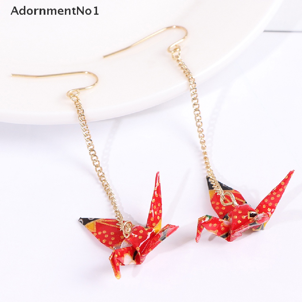 (AdornmentNo1) Anting Tusuk Gantung Desain Origami Burung Bangau Mini Untuk Wanita