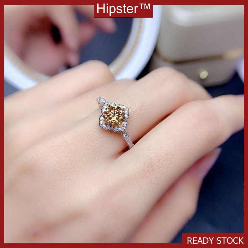 Pt950 Eight Hearts and Eight Arrows Natural Moissanite Ring