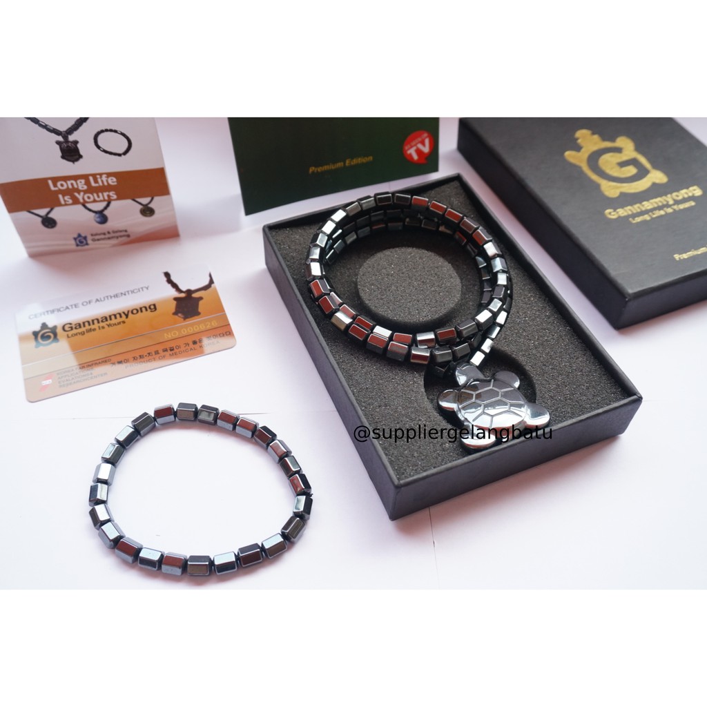 GANNAMYONG PREMIUM KALUNG KESEHATAN KURA TORMALIN MAGNET GAUSS TERAPI biomagnetic bonus gelang box