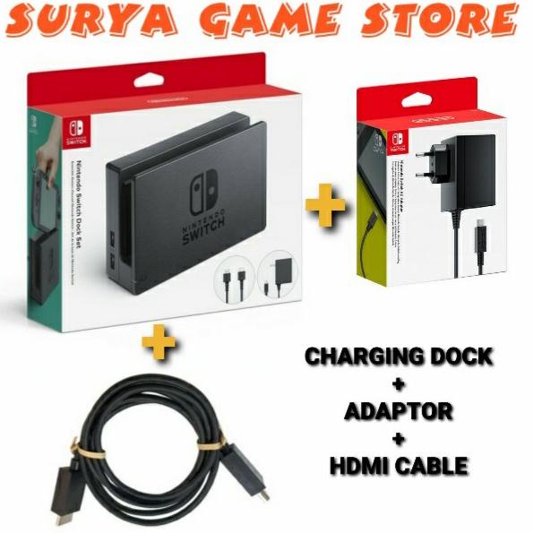 NINTENDO SWITCH CHARGING DOCK/DOCKING+AC ADAPTOR/ADAPTER+HDMI CABLE