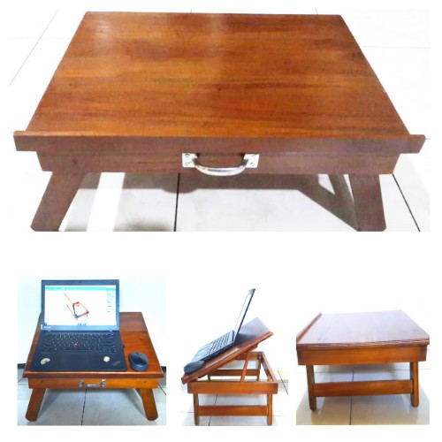 Stand Laptop Meja Lipat Baca Kayu Mahoni Jati S M L Hijrah 124101