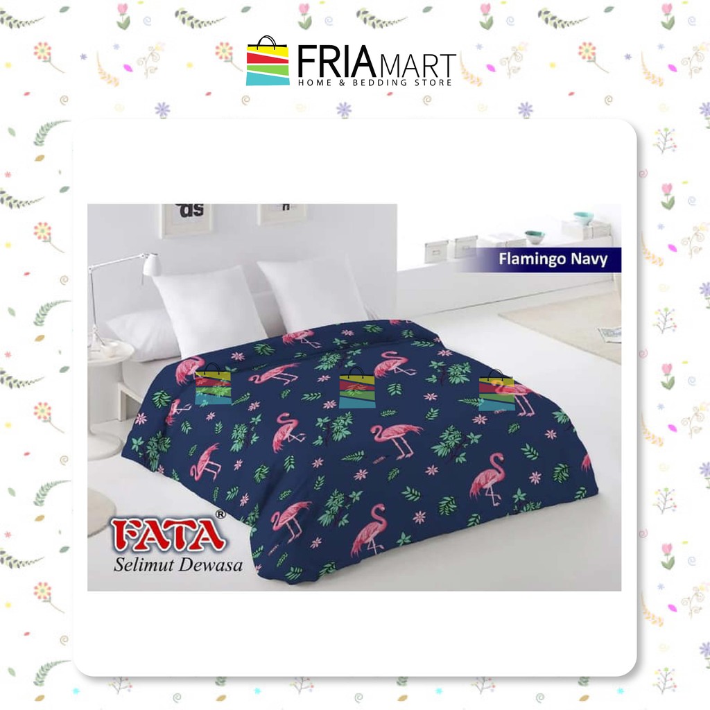 FATA Selimut Bulu 200x200 JUMBO Motif Dewasa Minimalis Murah bagian ke-2 FRIAmart-FLAMINGO NAVY