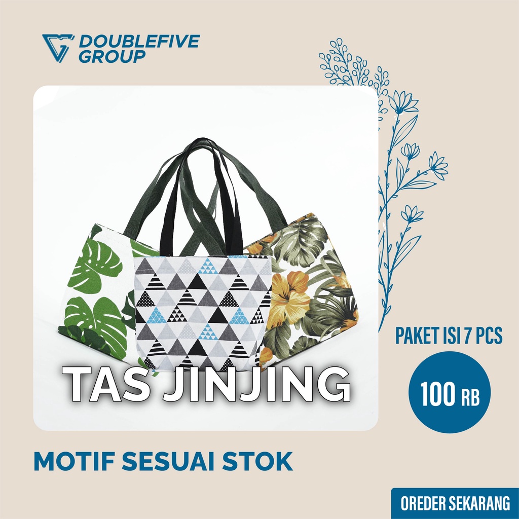 ISI 7 Tas Jinjing Kanvas Wanita Bag Motif 100 Ribu 7