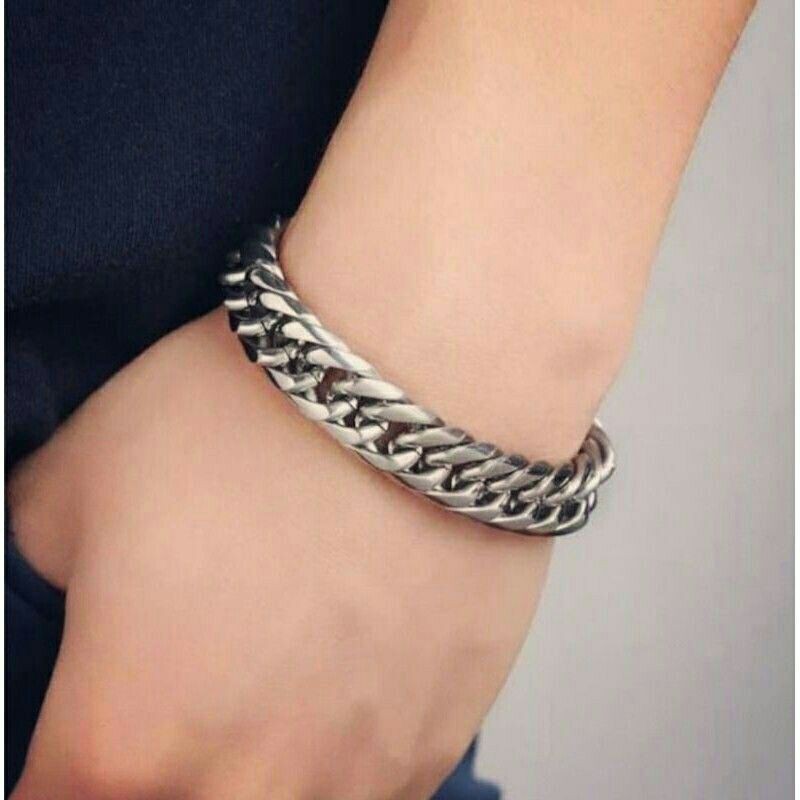 GELANG TITANIUM RANTAI PRIA ANTI KARAT GELANG BAJA PUTIH GELANG RANTAI MURAHGELANGTANGANPRIASTENLISS