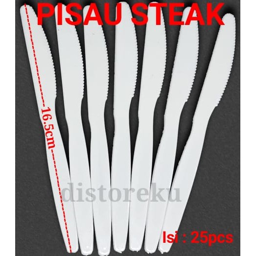 isi 25pcs PISAU STEAK PLASTIK PUTIH SUSU KUAT PISAU STICK TEBAL