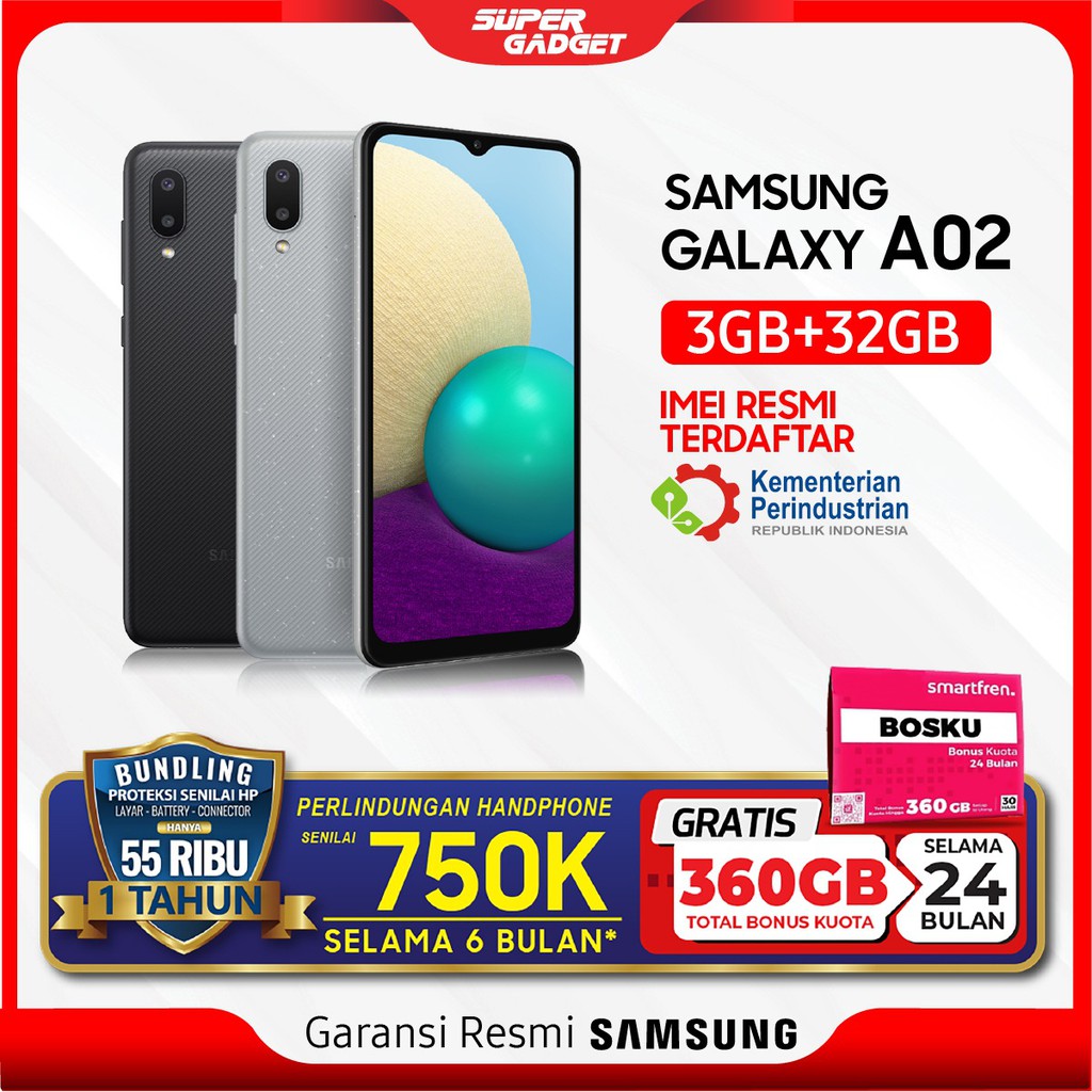 Samsun   g A02 3/32 RAM 3 GB ROM 32 3GB 32GB 3/32 ORIGINAL Garansi Resmi