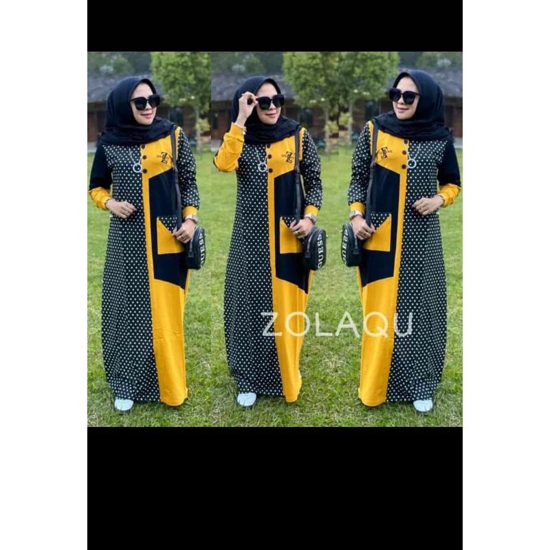 zolaqu gamis new polka kuning