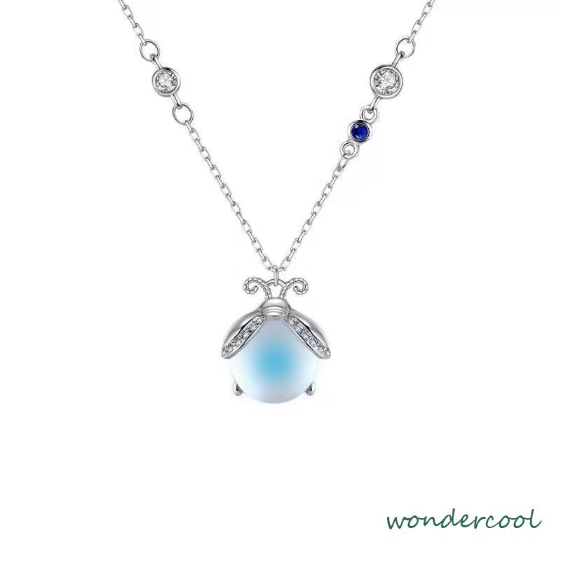 Moonstone Firefly Kalung Wanita Senior Rantai Klavikula Siswa Hadiah Ulang Tahun Desain Niche-Won