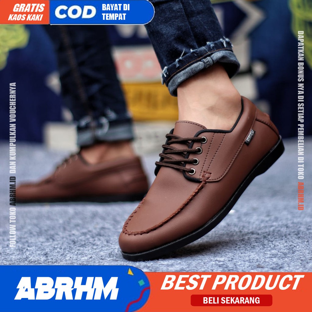 ABRHM X MONZ Sepatu Kasual Pria Sepatu Pria Casual Kulit Pu Sepatu Kerja Cowo/Cowok Ori Santai SepatuSemi Formal Kuliah Kondangan Gaya keren Kekinian Murah Terlaris