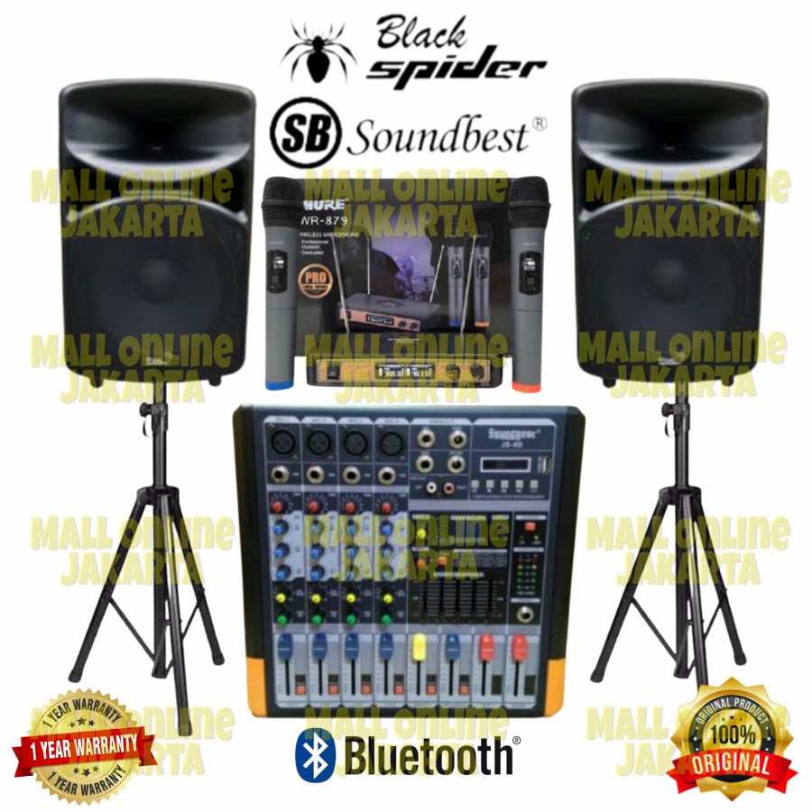 Paket sound system 15 inch speaker blackspider Power mixer soundbest